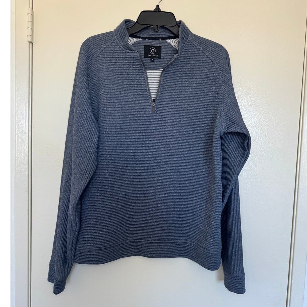 Swannies Men's Blue Quilted Quarter Zip Size Medium